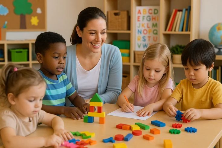Parent and child engaging in early learning activities